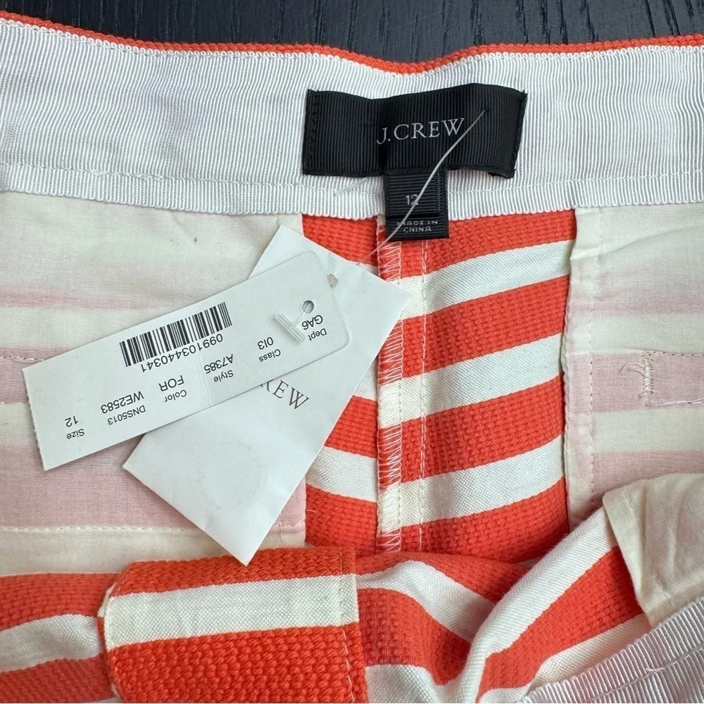 J.Crew Womens Single Pleat Shorts Striped Casual Summer Size 12 NWT